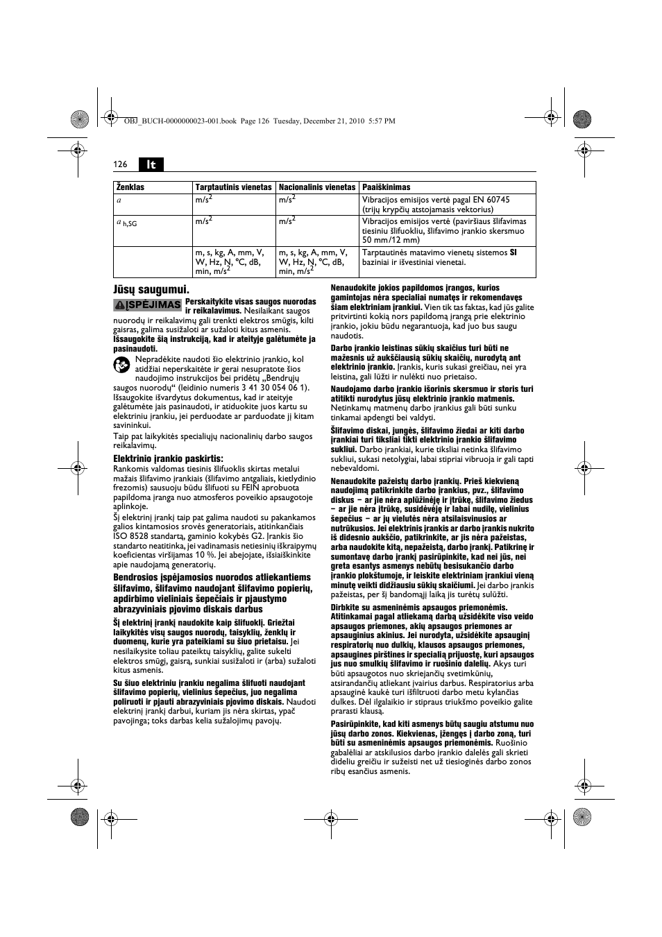 Lt jūsų saugumui | Fein MShy_648-1Z User Manual | Page 126 / 164