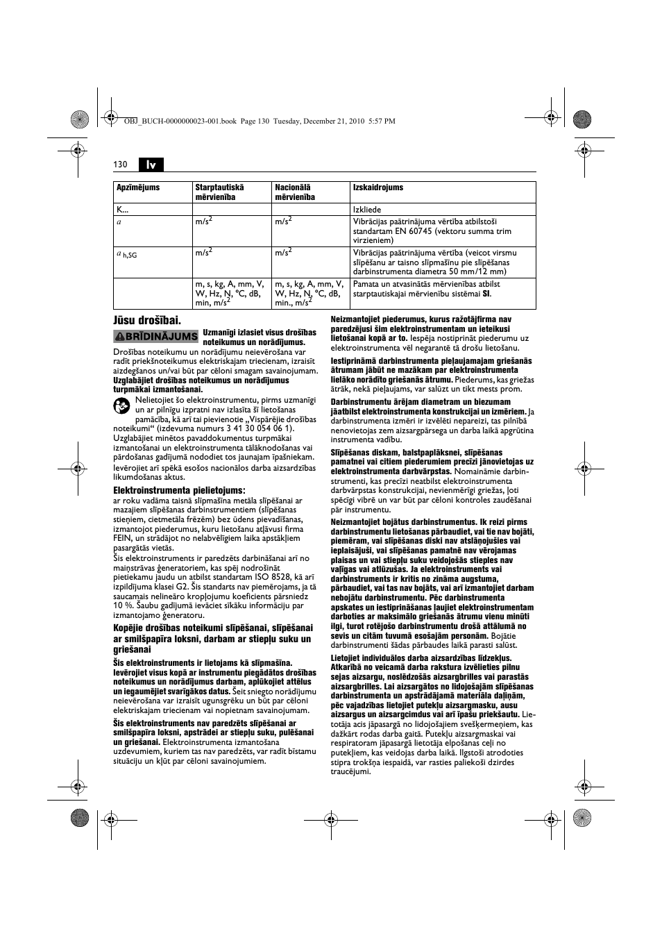 Lv jūsu drošībai | Fein MShy_648-1Z User Manual | Page 130 / 164