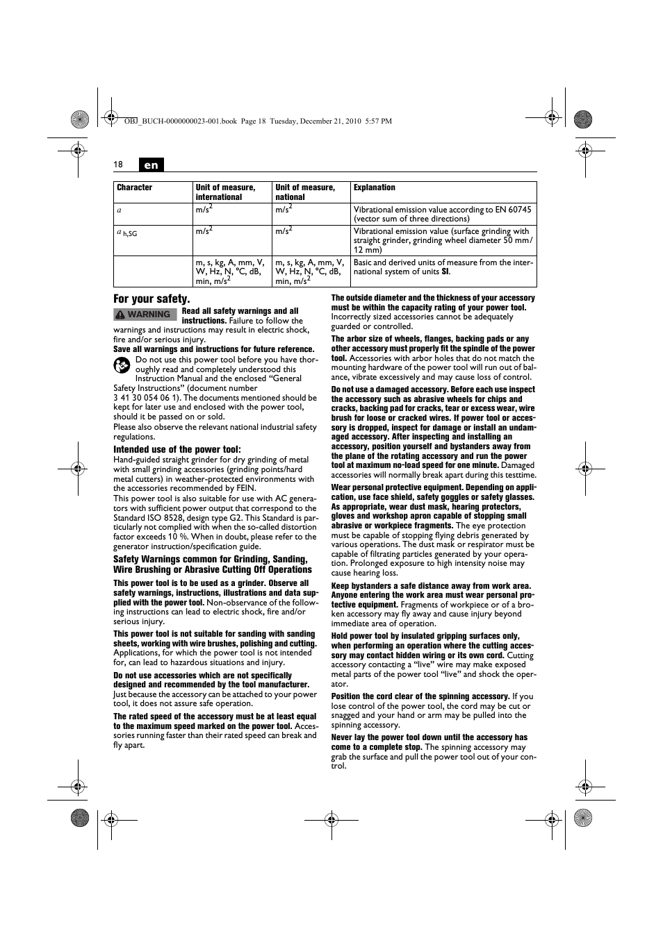 En for your safety | Fein MShy_648-1Z User Manual | Page 18 / 164