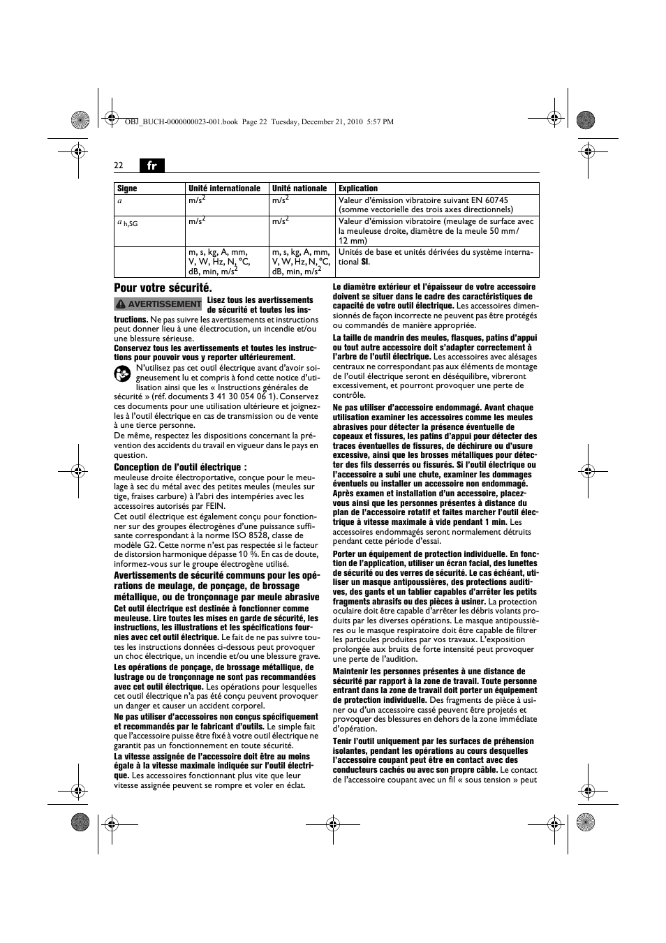 Fr pour votre sécurité | Fein MShy_648-1Z User Manual | Page 22 / 164