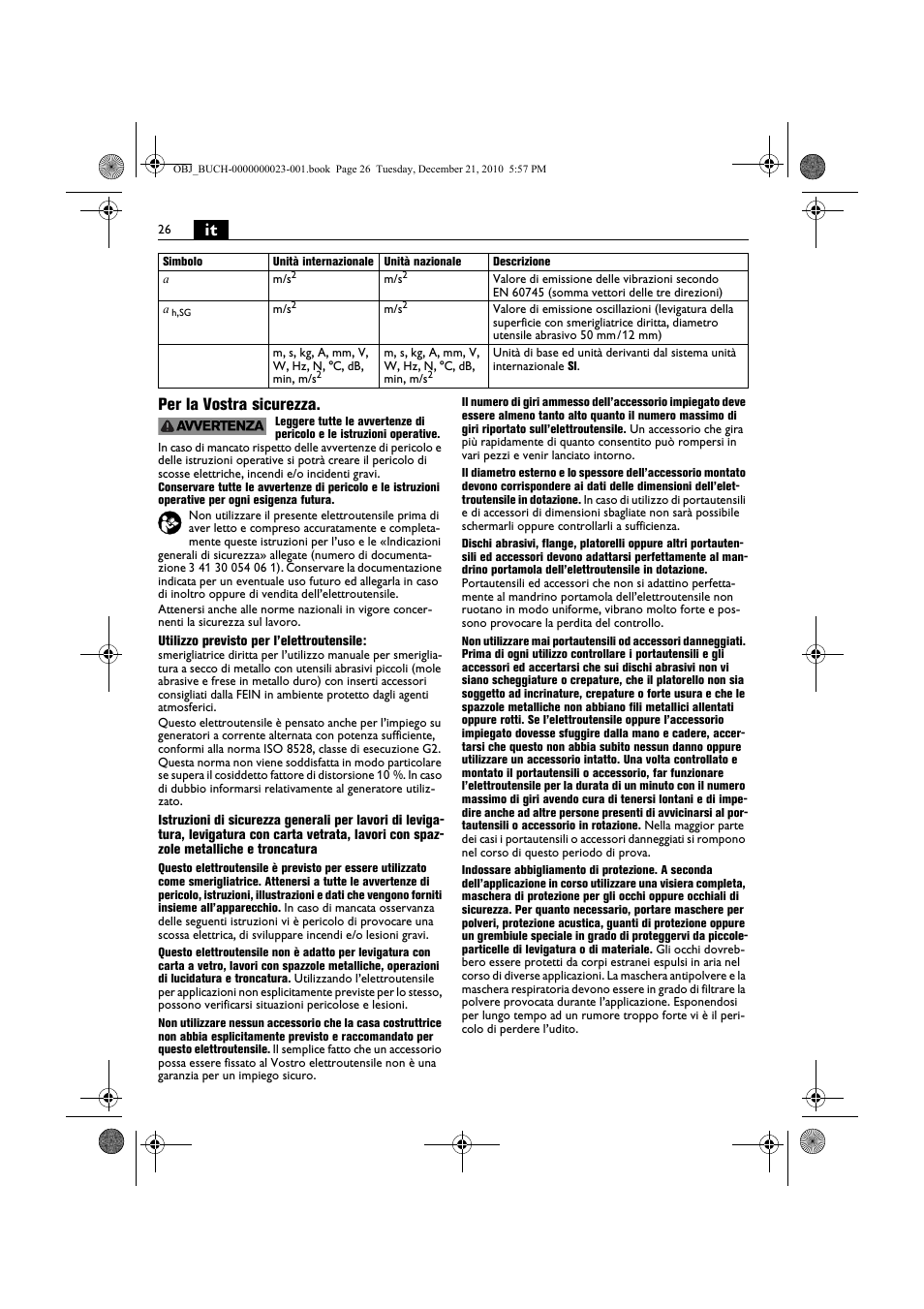 It per la vostra sicurezza | Fein MShy_648-1Z User Manual | Page 26 / 164