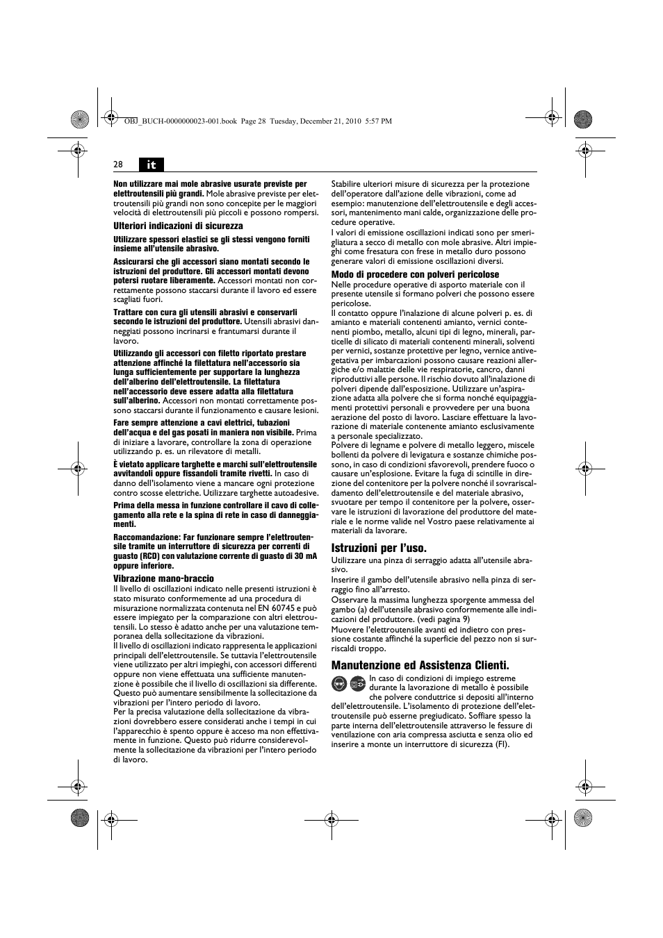 Istruzioni per l’uso, Manutenzione ed assistenza clienti | Fein MShy_648-1Z User Manual | Page 28 / 164