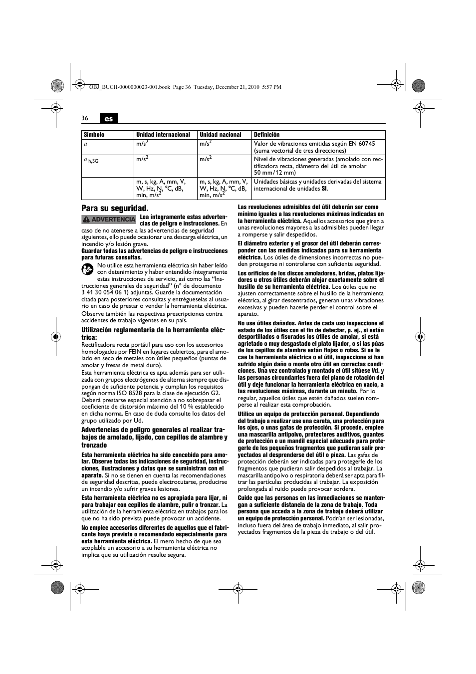 Es para su seguridad | Fein MShy_648-1Z User Manual | Page 36 / 164