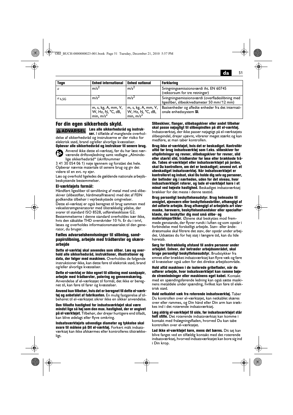 Da for din egen sikkerheds skyld | Fein MShy_648-1Z User Manual | Page 51 / 164