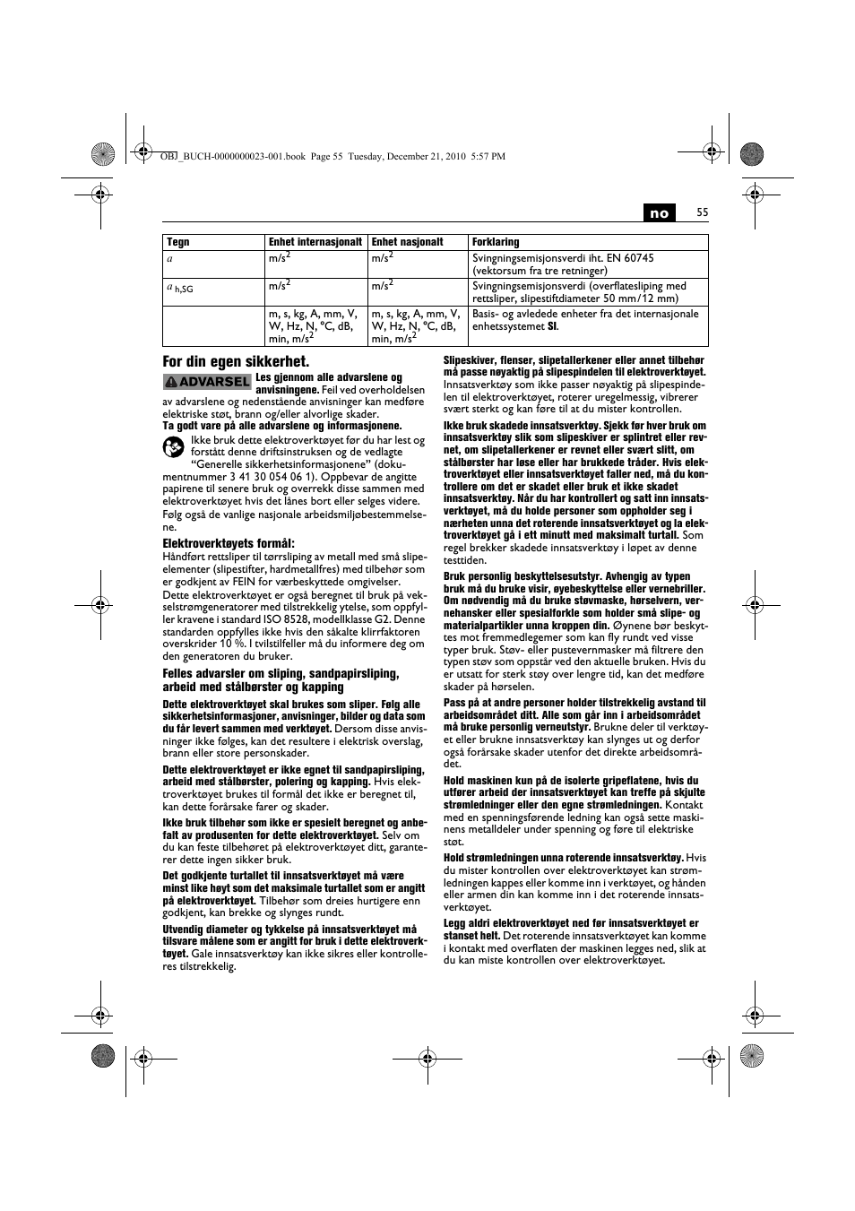 No for din egen sikkerhet | Fein MShy_648-1Z User Manual | Page 55 / 164