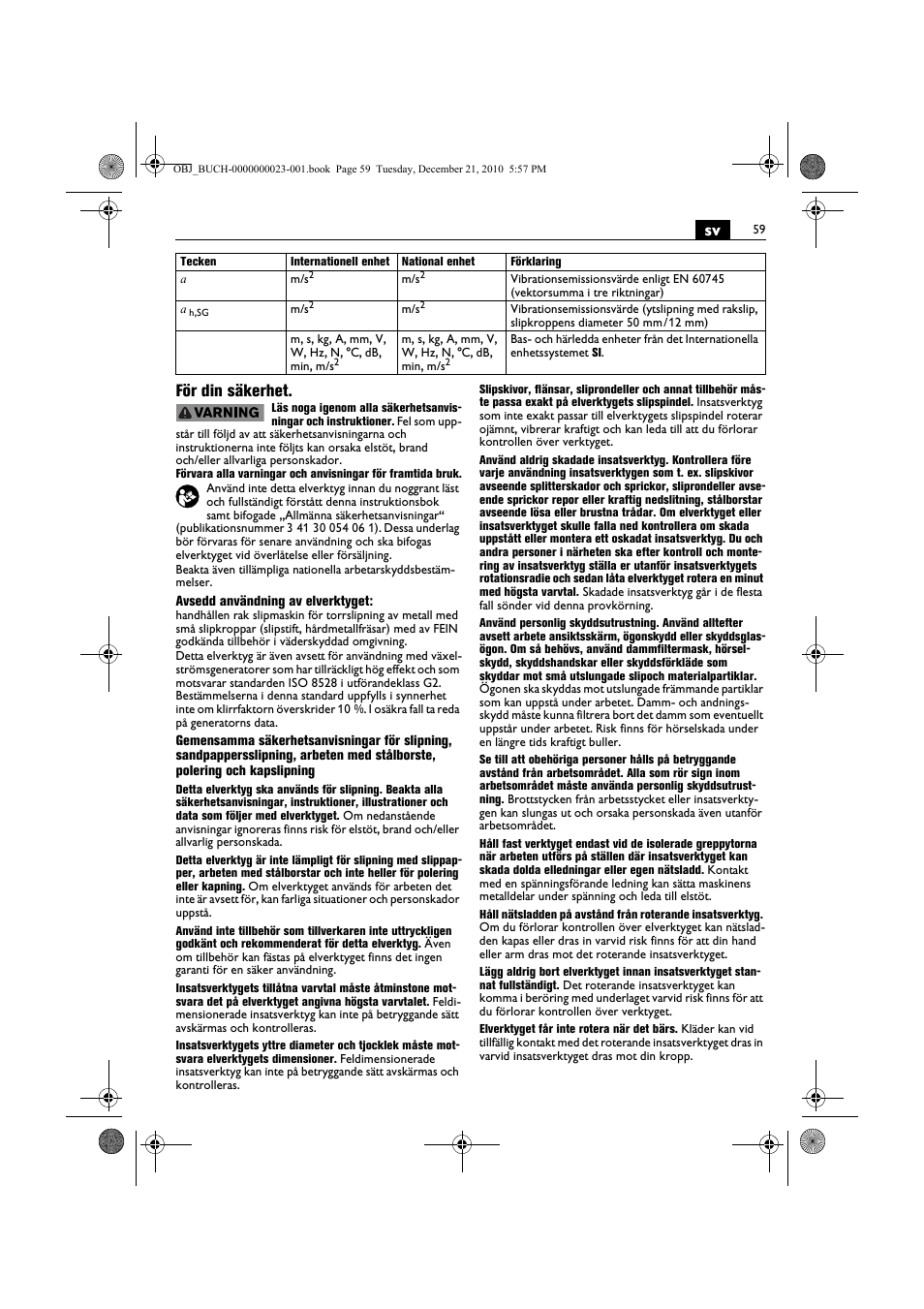 Sv för din säkerhet | Fein MShy_648-1Z User Manual | Page 59 / 164