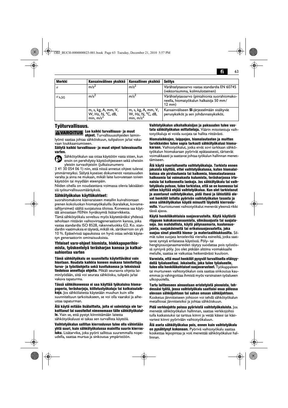 Fi työturvallisuus | Fein MShy_648-1Z User Manual | Page 63 / 164