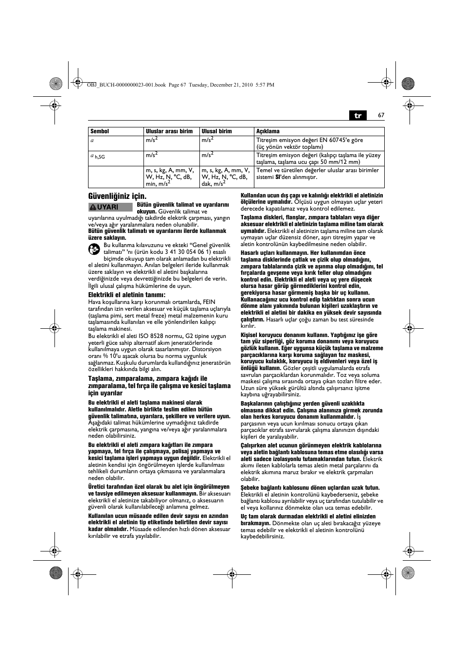 Tr güvenliğiniz için | Fein MShy_648-1Z User Manual | Page 67 / 164