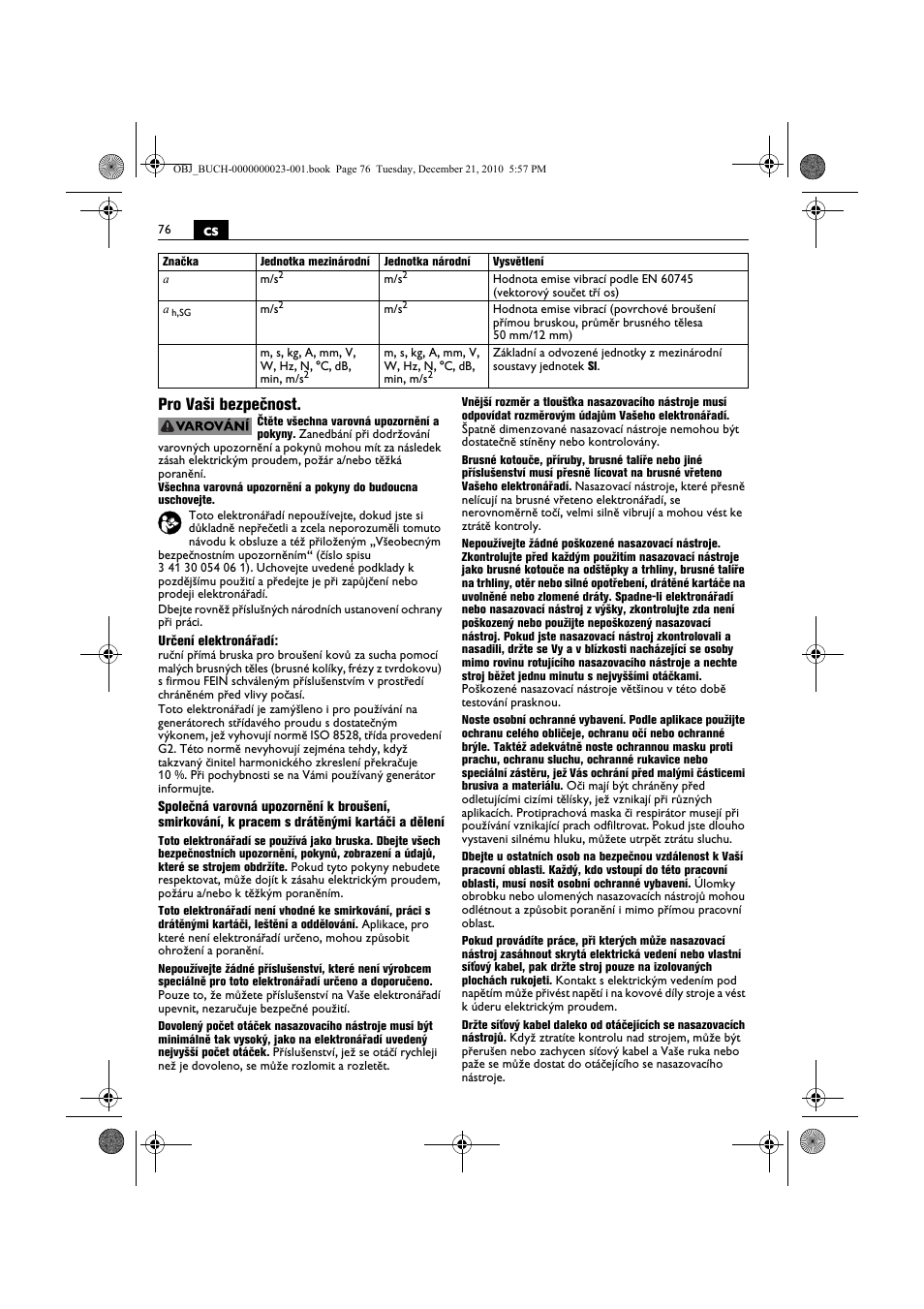 Cs pro vaši bezpečnost | Fein MShy_648-1Z User Manual | Page 76 / 164