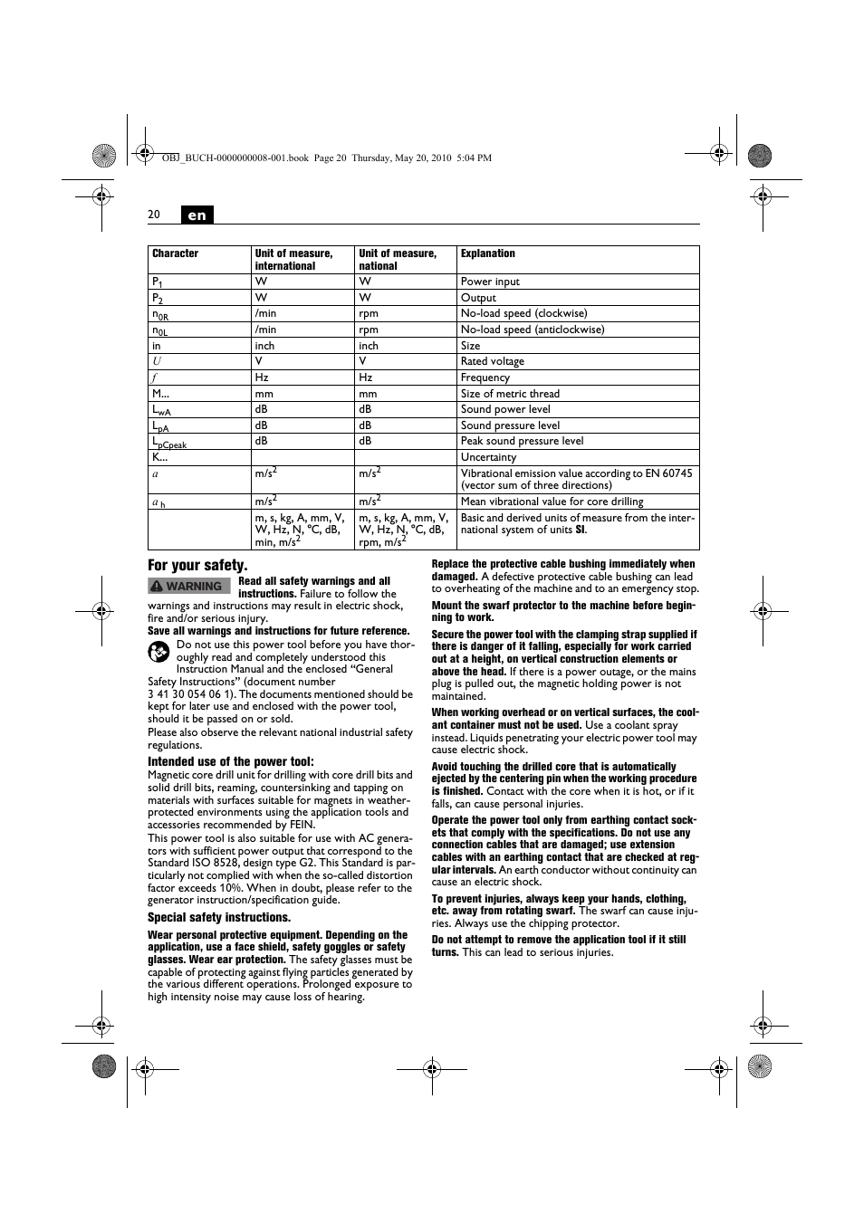 En for your safety | Fein KBM80auto User Manual | Page 20 / 148