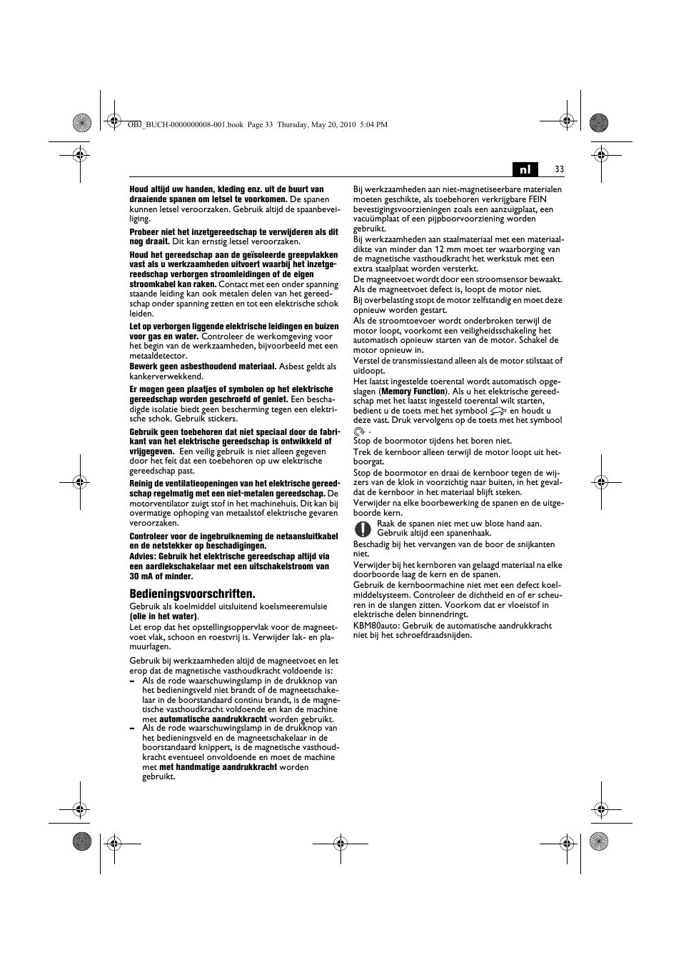 Bedieningsvoorschriften | Fein KBM80auto User Manual | Page 33 / 148