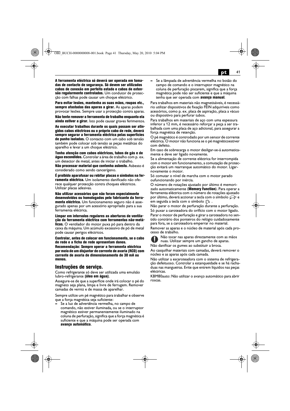 Instruções de serviço | Fein KBM80auto User Manual | Page 41 / 148