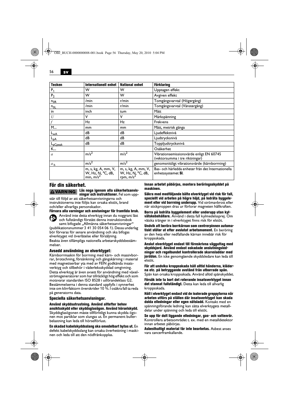 Sv för din säkerhet | Fein KBM80auto User Manual | Page 56 / 148