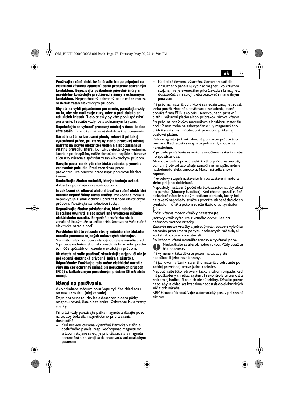 Návod na používanie | Fein KBM80auto User Manual | Page 77 / 148