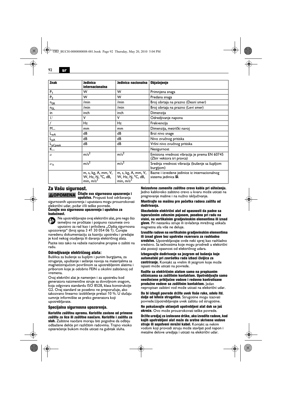 Sr za vašu sigurnost | Fein KBM80auto User Manual | Page 92 / 148