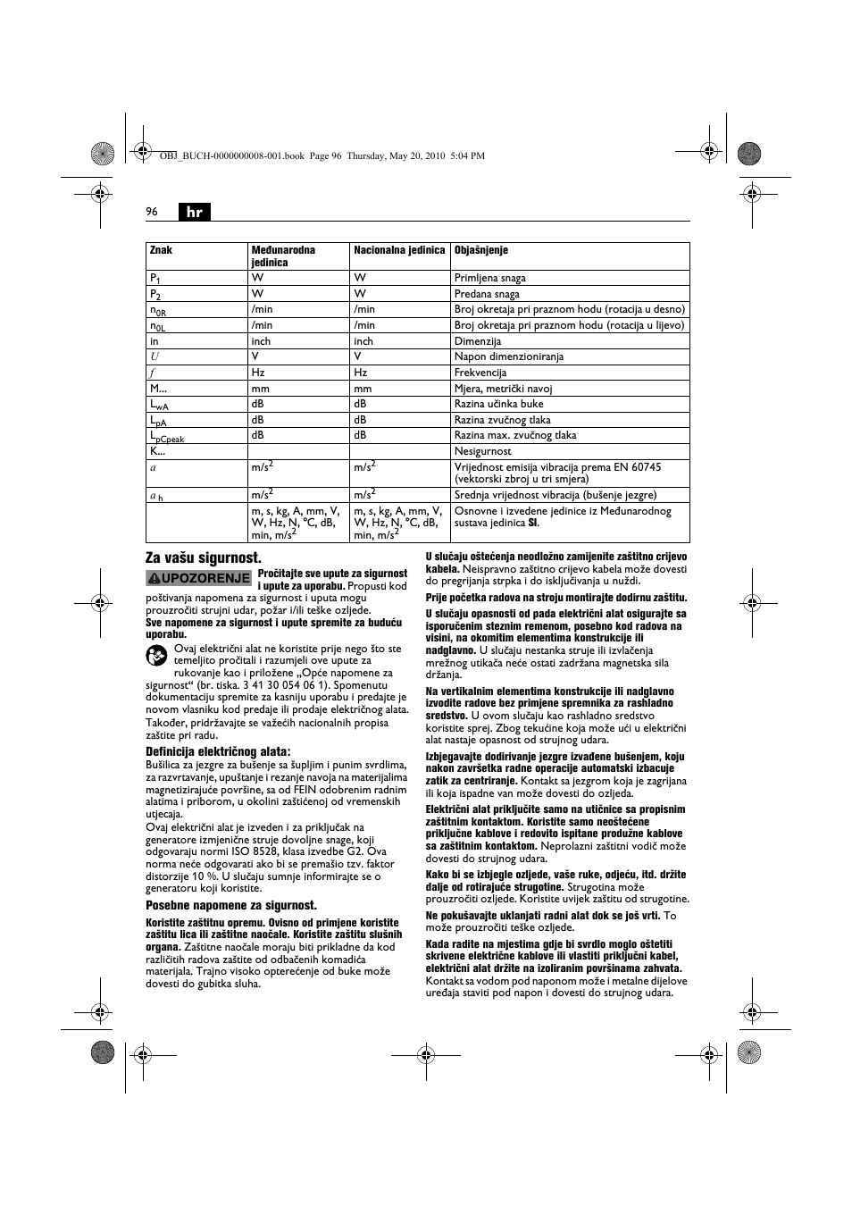 Hr za vašu sigurnost | Fein KBM80auto User Manual | Page 96 / 148