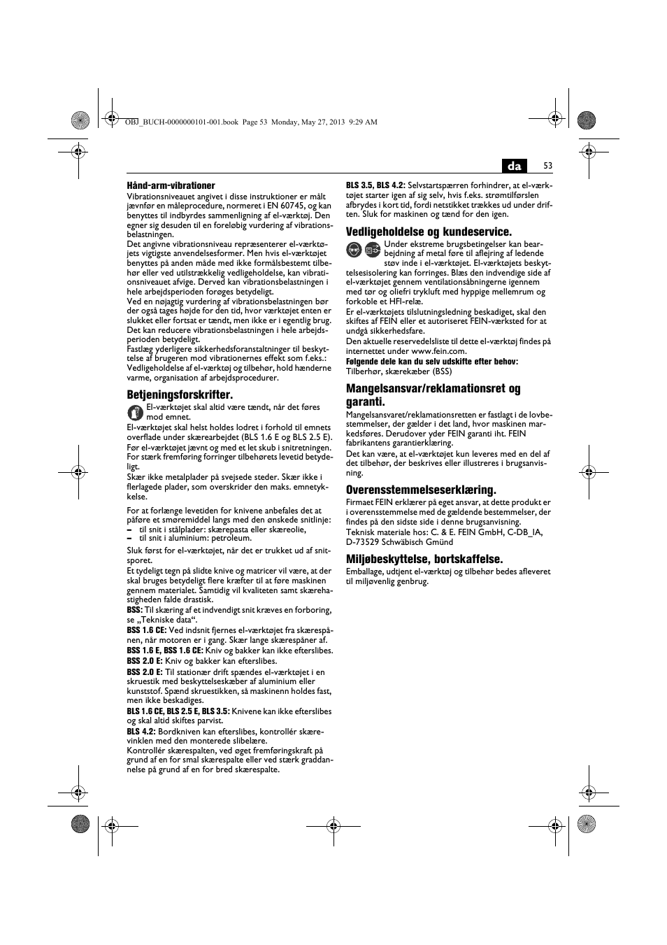 Fein BSS 2.0E User Manual | Page 53 / 138