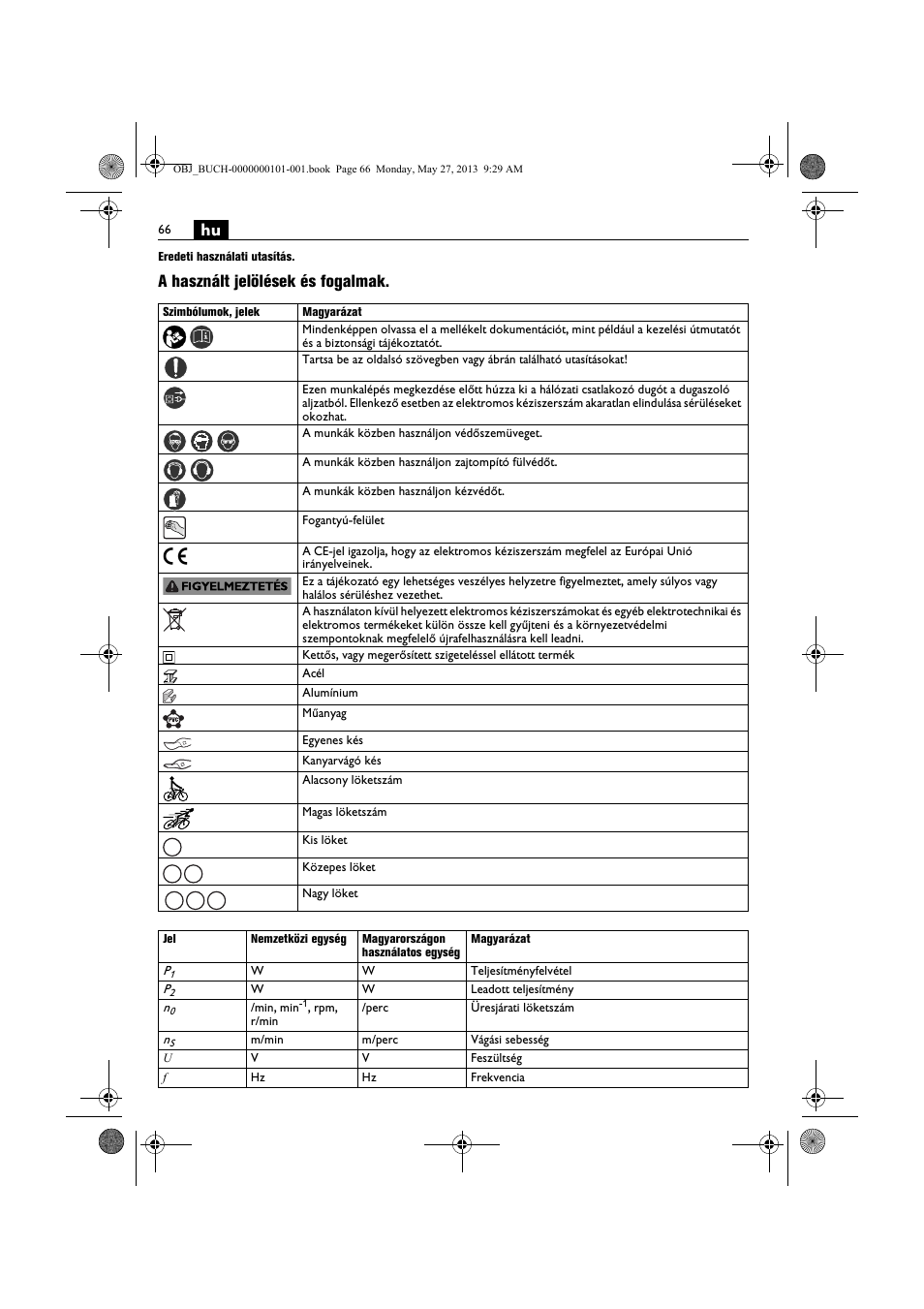 A használt jelölések és fogalmak | Fein BSS 2.0E User Manual | Page 66 / 138