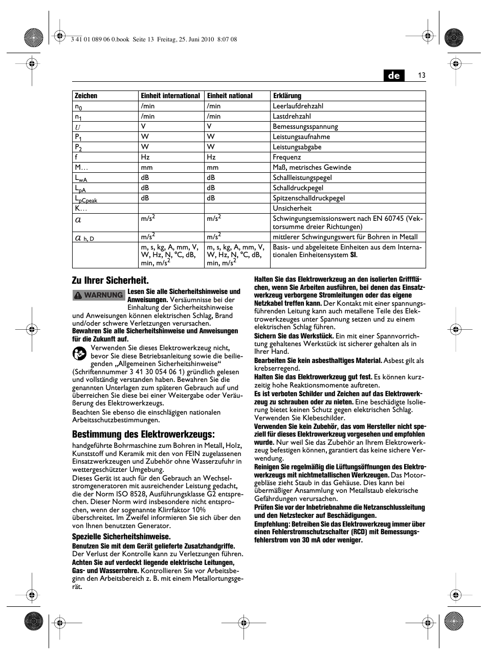 De zu ihrer sicherheit, Bestimmung des elektrowerkzeugs | Fein ASzx-648-1 User Manual | Page 13 / 65