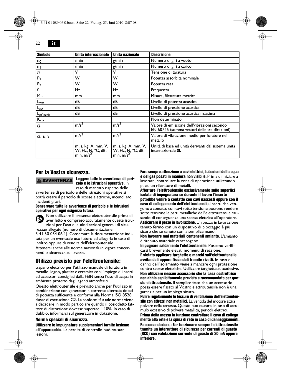 It per la vostra sicurezza, Utilizzo previsto per l’elettroutensile | Fein ASzx-648-1 User Manual | Page 22 / 65