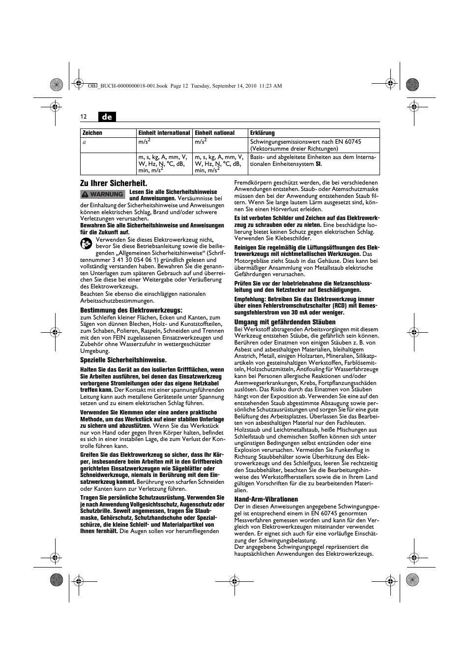 De zu ihrer sicherheit | Fein MultiMaster Top Extra User Manual | Page 12 / 120
