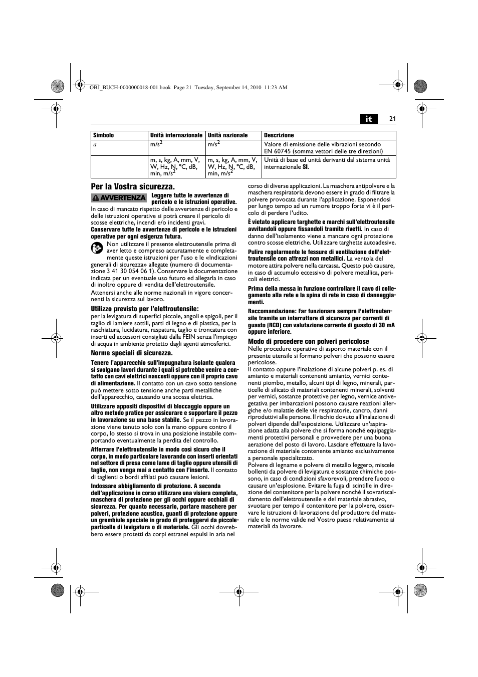 It per la vostra sicurezza | Fein MultiMaster Top Extra User Manual | Page 21 / 120