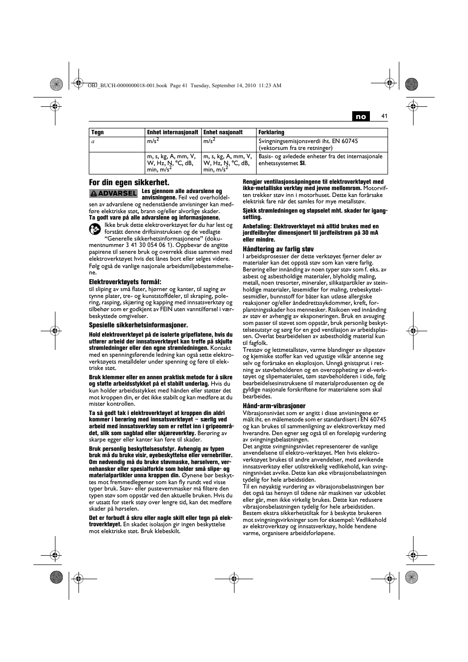 No for din egen sikkerhet | Fein MultiMaster Top Extra User Manual | Page 41 / 120