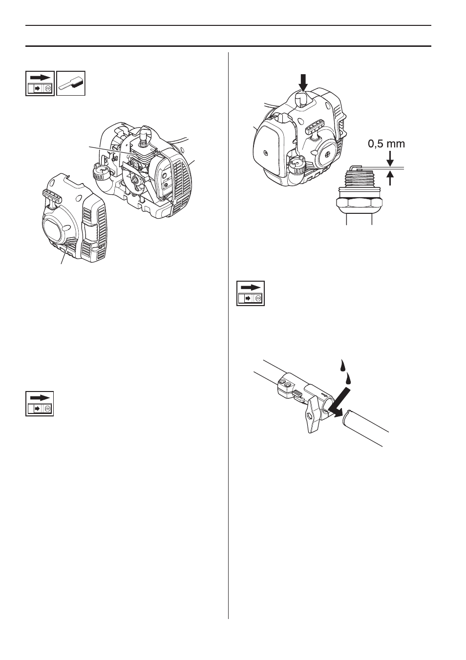 Kunnossapito, Jäähdytysjärjestelmä, Sytytystulppa | Jaettava runkoputki | Husqvarna 122LD User Manual | Page 106 / 642