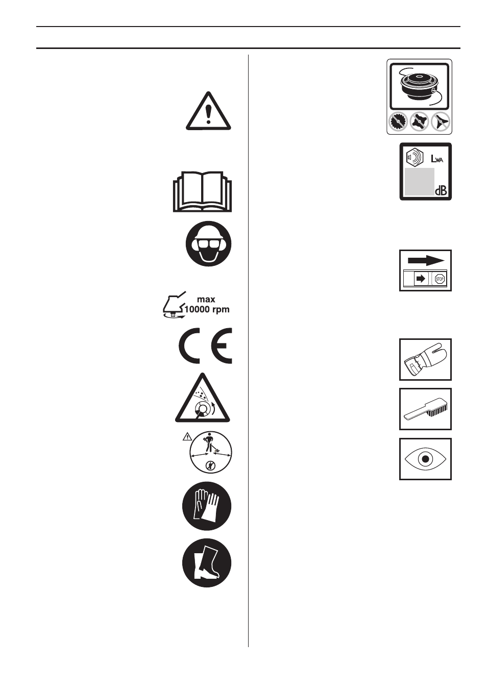 Aclaración de los símbolos, Símbolos de la máquina y / o el manual | Husqvarna 122LD User Manual | Page 183 / 642