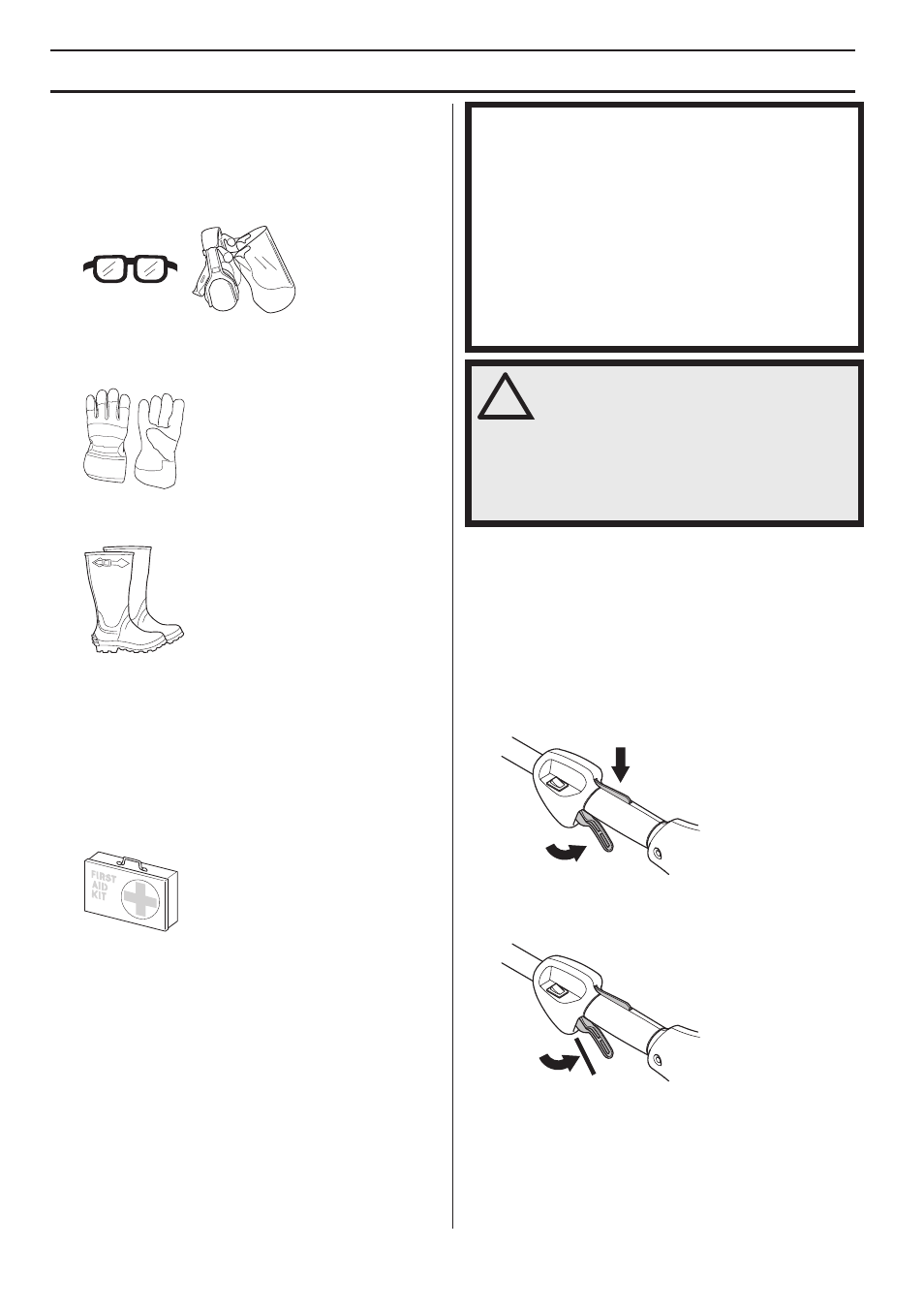 Instrucciones generales de seguridad, Equipo de seguridad de la máquina | Husqvarna 122LD User Manual | Page 188 / 642