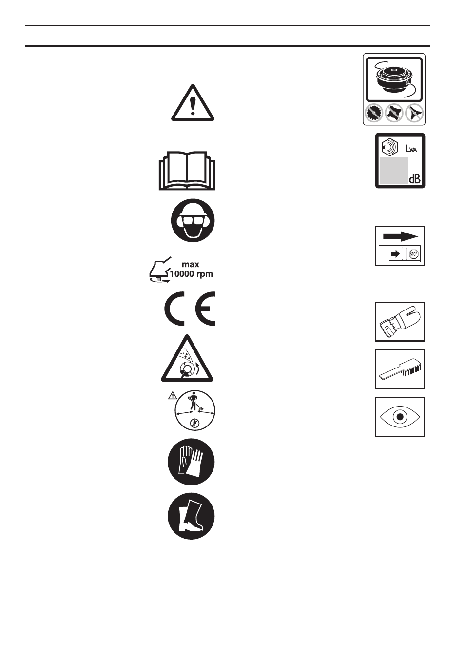 Key to symbols, Symbols on the machine and/or in the manual | Husqvarna 122LD User Manual | Page 2 / 642