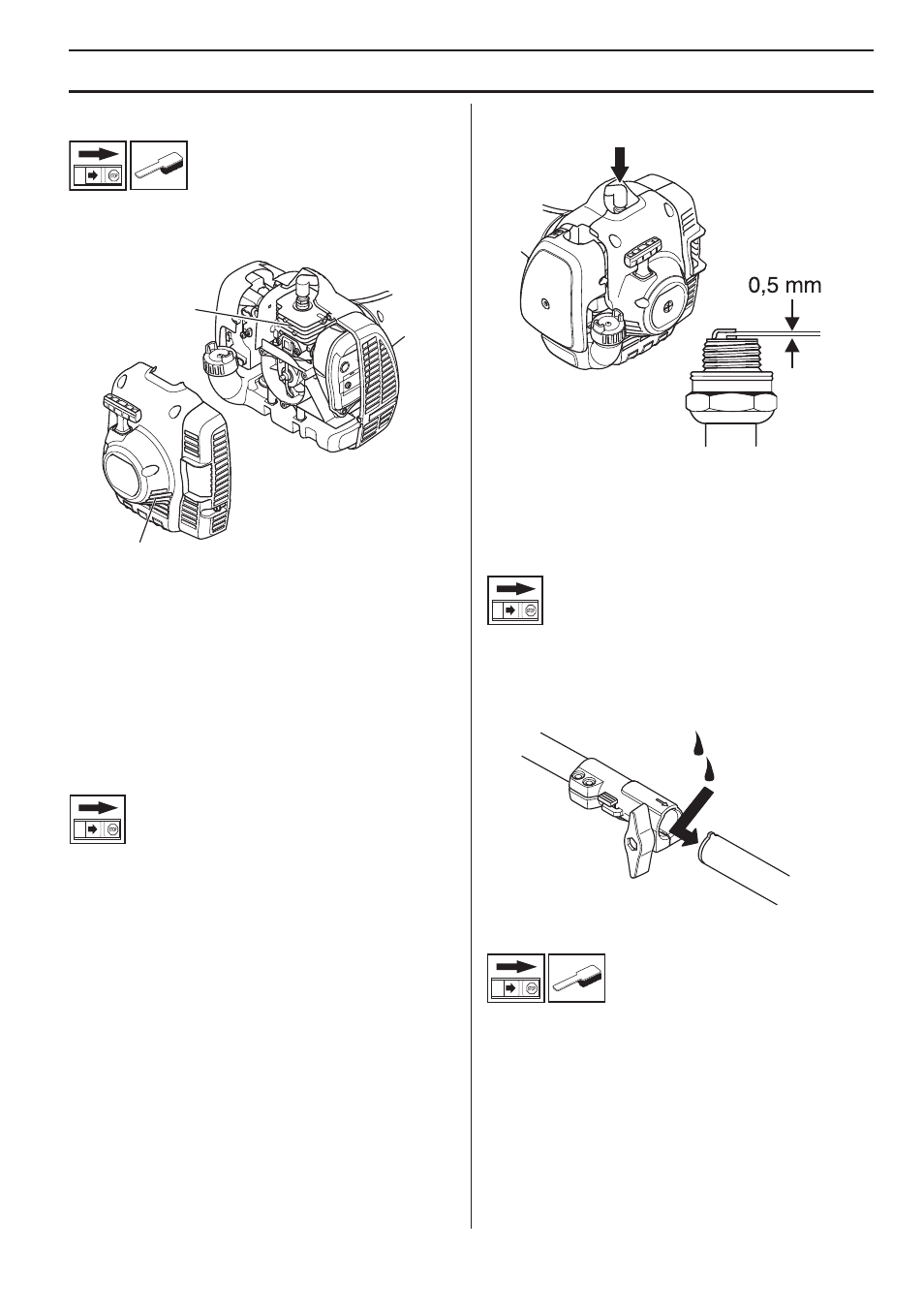 Mantenimiento, Sistema refrigerante, Bujía | Tubo divisible, Filtro de aire | Husqvarna 122LD User Manual | Page 201 / 642