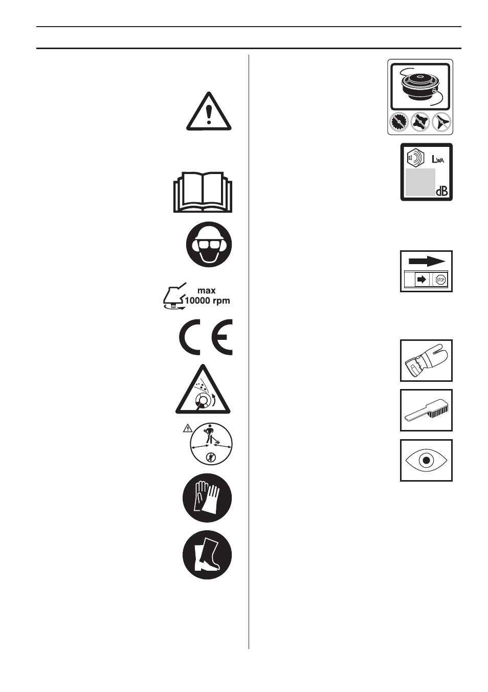 Explicação dos símbolos, Símbolos na máquina e/ou no manual | Husqvarna 122LD User Manual | Page 207 / 642