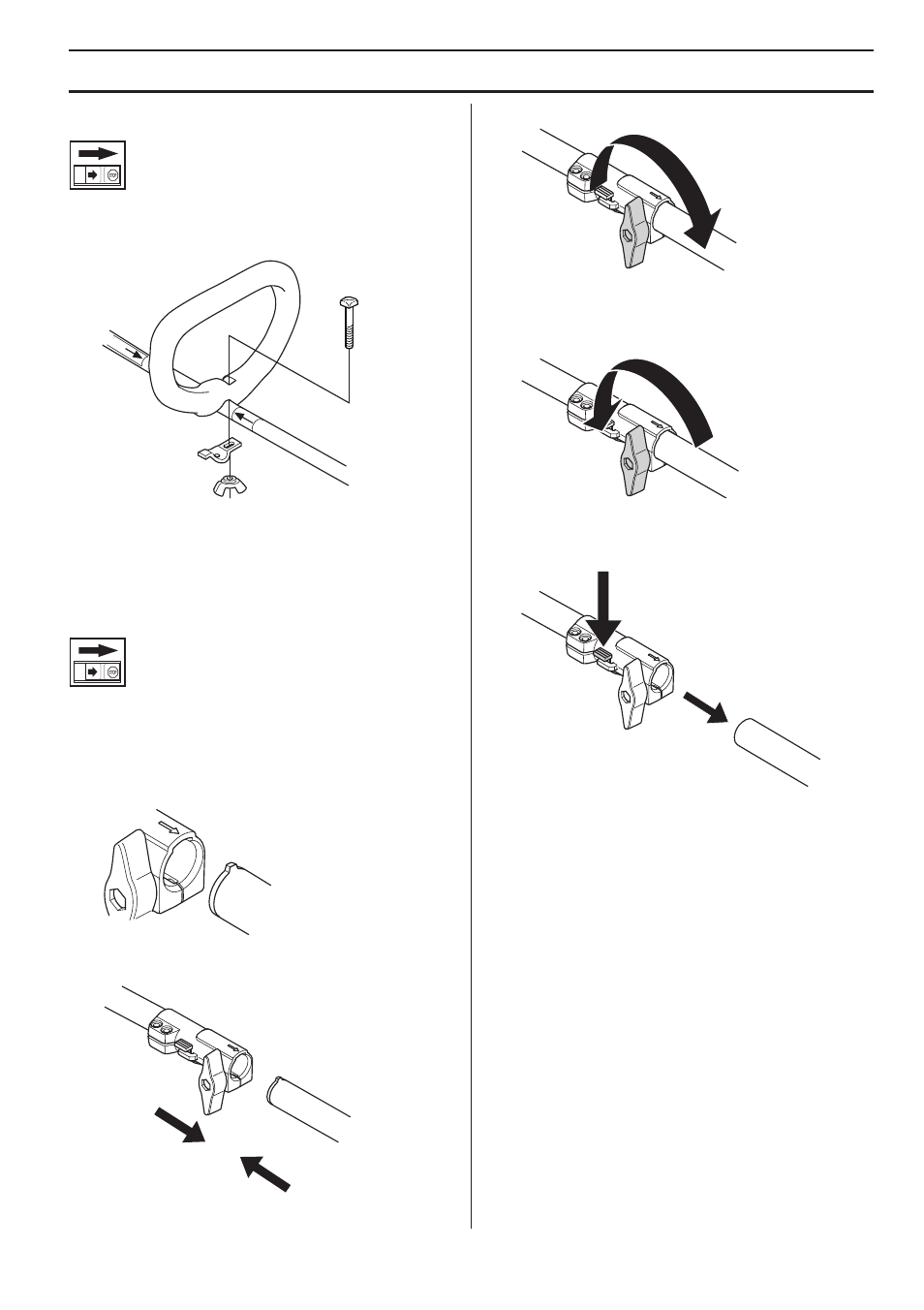 Montagem, Montagem do punho fechado, Montagem e desmontagem do tubo divisível | Husqvarna 122LD User Manual | Page 215 / 642