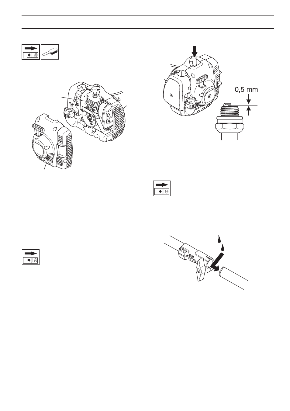 Manutenção, Sistema de arrefecimento, Vela de ignição | Tubo divisível | Husqvarna 122LD User Manual | Page 225 / 642