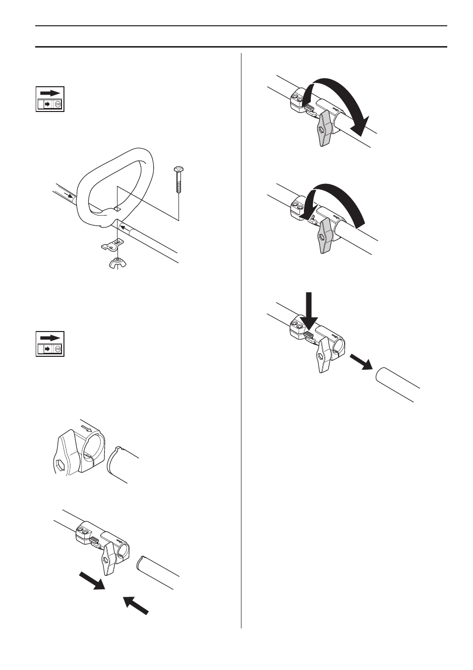 Montaggio, Montaggio dell’impugnatura ad anello, Montaggio e smontaggio di albero cavo smontabile | Husqvarna 122LD User Manual | Page 239 / 642