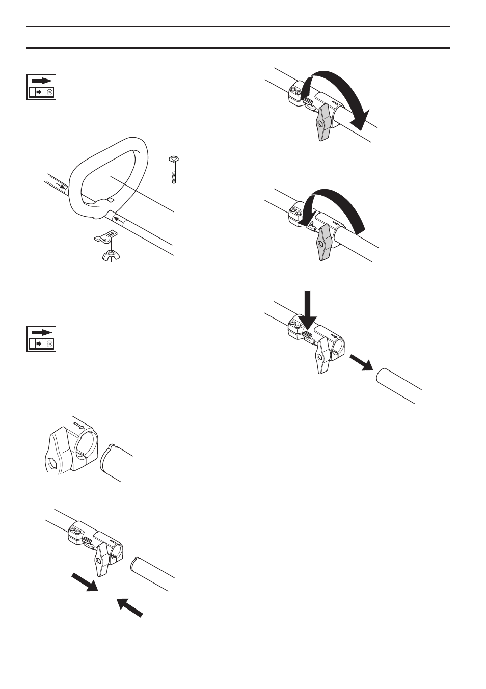 Montering, Montering av loophandtag, Montering och demontering av delbart riggrör | Husqvarna 122LD User Manual | Page 32 / 642