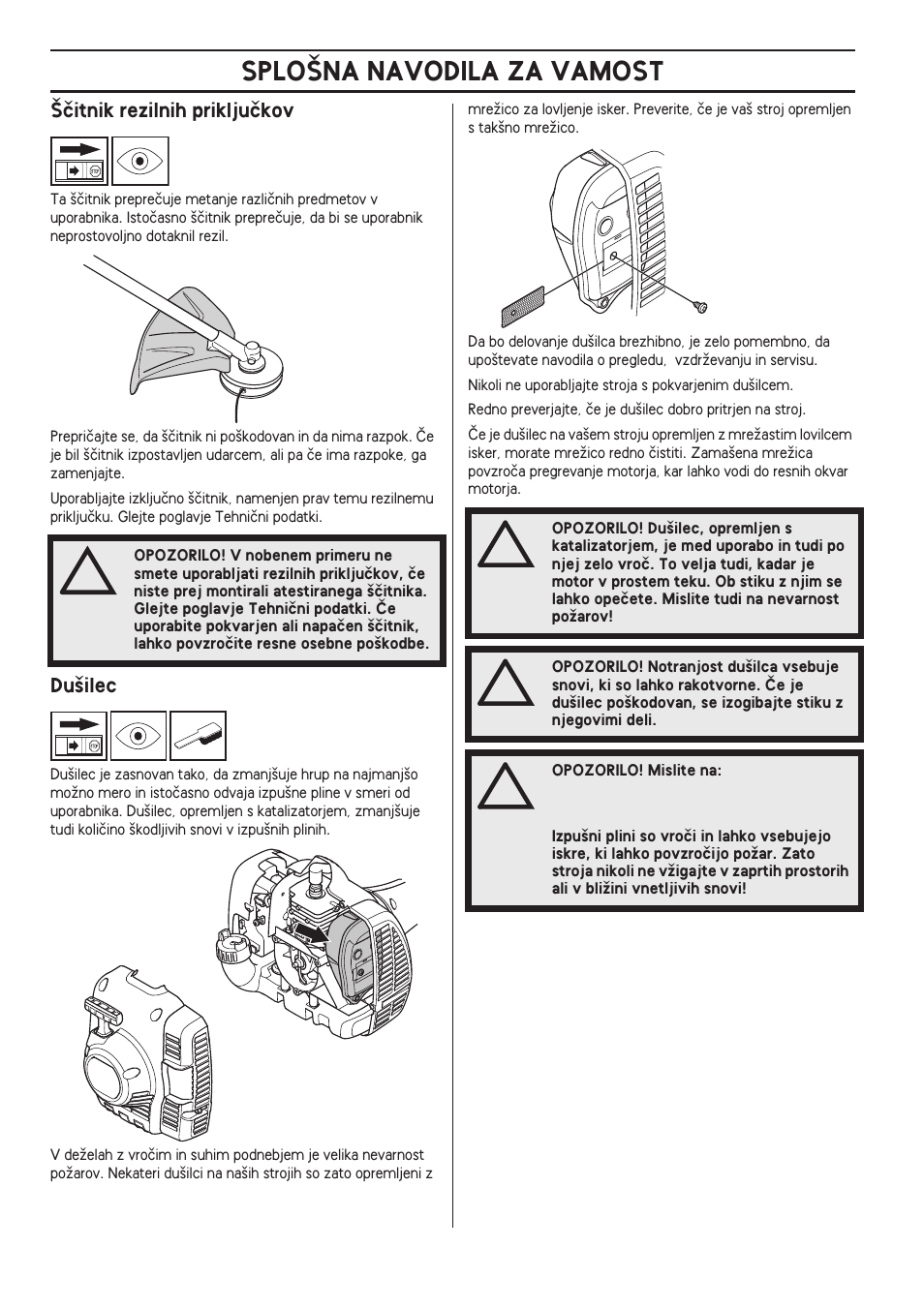 Ãitnik rezilnih prikljuãkov, Du‰ilec, Splo·na navodila za vamost | Husqvarna 122LD User Manual | Page 326 / 642