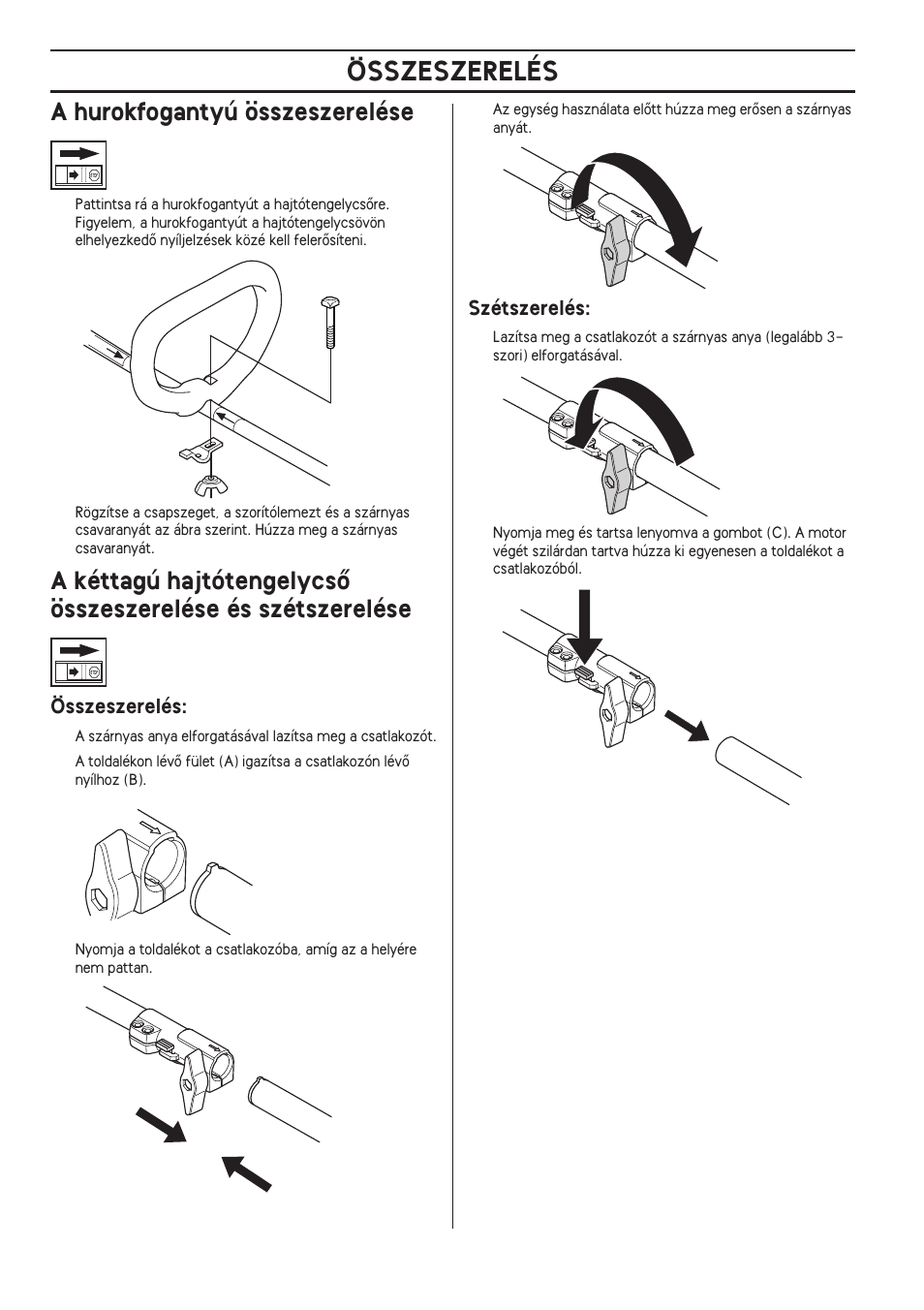 A hurokfogantyú összeszerelése, Összeszerelés, Szétszerelés | Husqvarna 122LD User Manual | Page 350 / 642