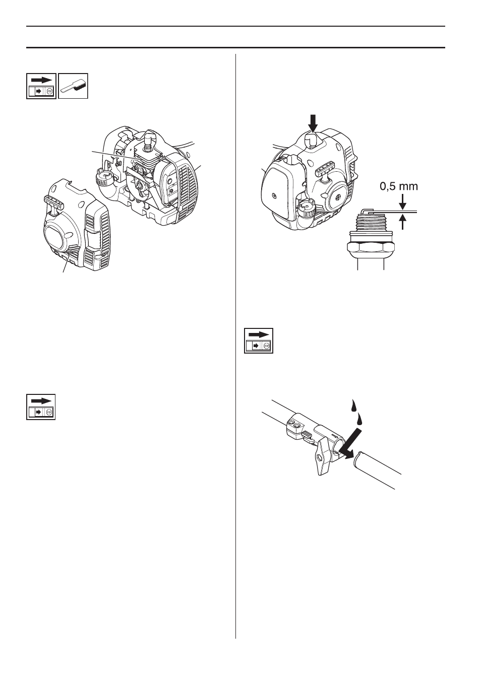 Underhåll, Kylsystem, Tändstift | Delbart riggrör | Husqvarna 122LD User Manual | Page 40 / 642