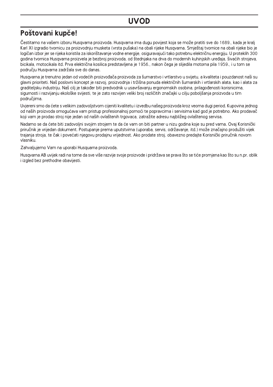 Po‰tovani kupãe, Uvod | Husqvarna 122LD User Manual | Page 433 / 642