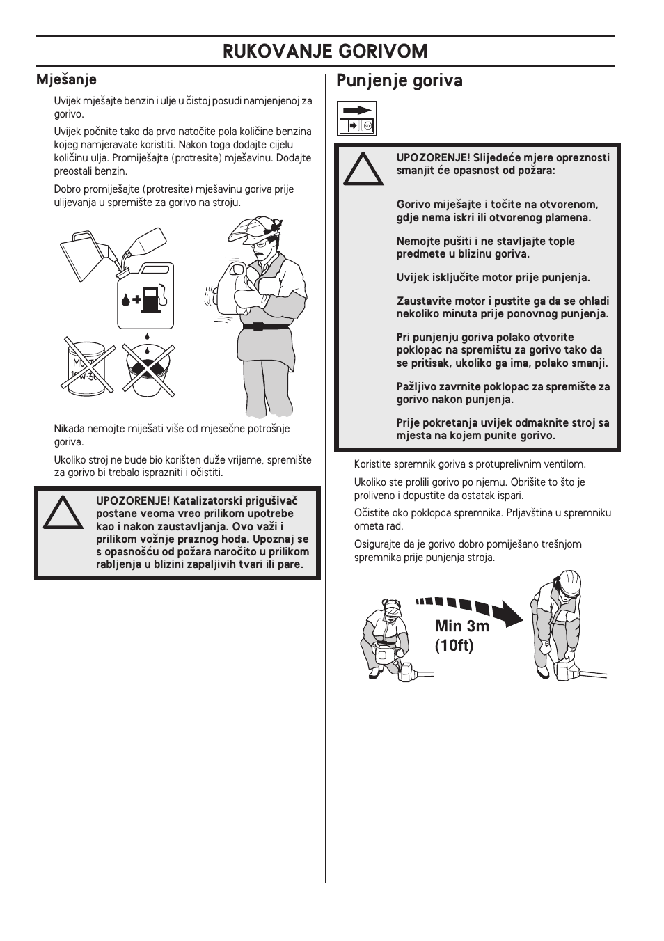 Mje‰anje, Punjenje goriva, Rukovanje gorivom | Husqvarna 122LD User Manual | Page 442 / 642