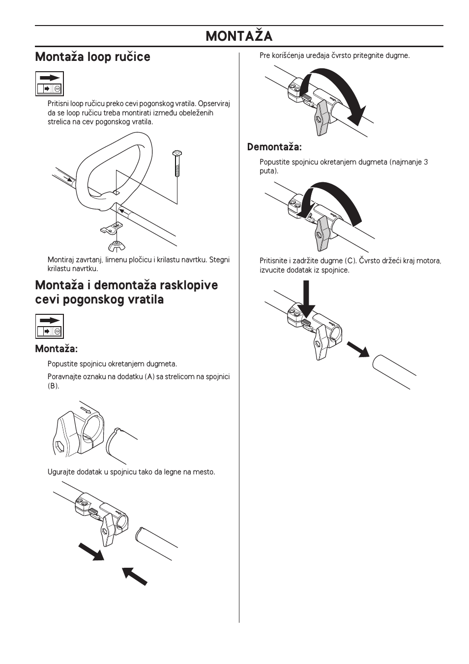 Montaïa loop ruãice, Montaïa, Demontaïa | Montaîa | Husqvarna 122LD User Manual | Page 461 / 642