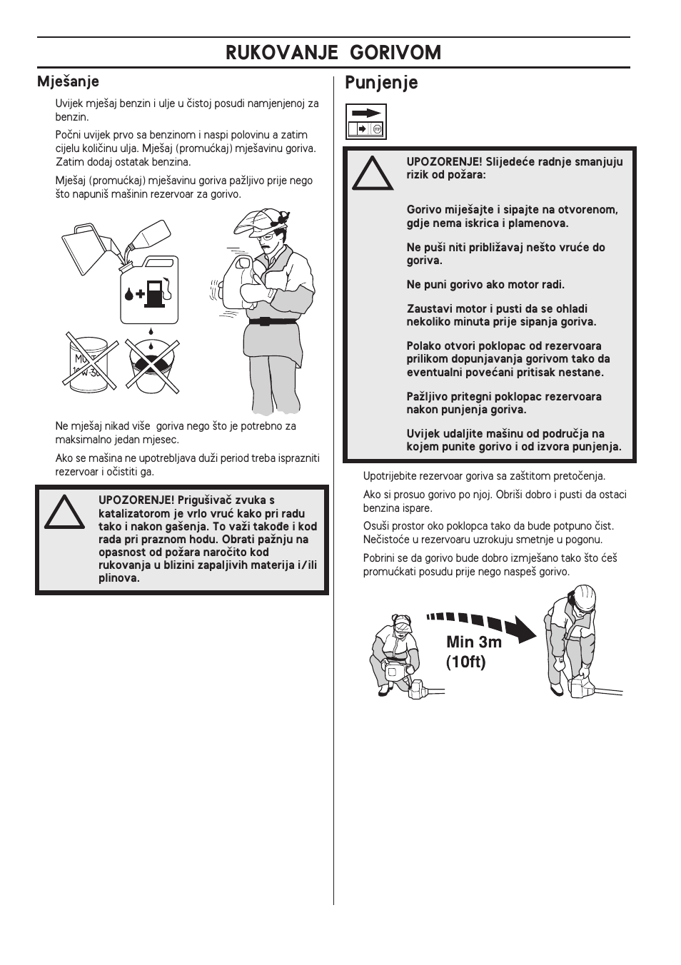 Mje‰anje, Punjenje, Rukovanje gorivom | Husqvarna 122LD User Manual | Page 486 / 642