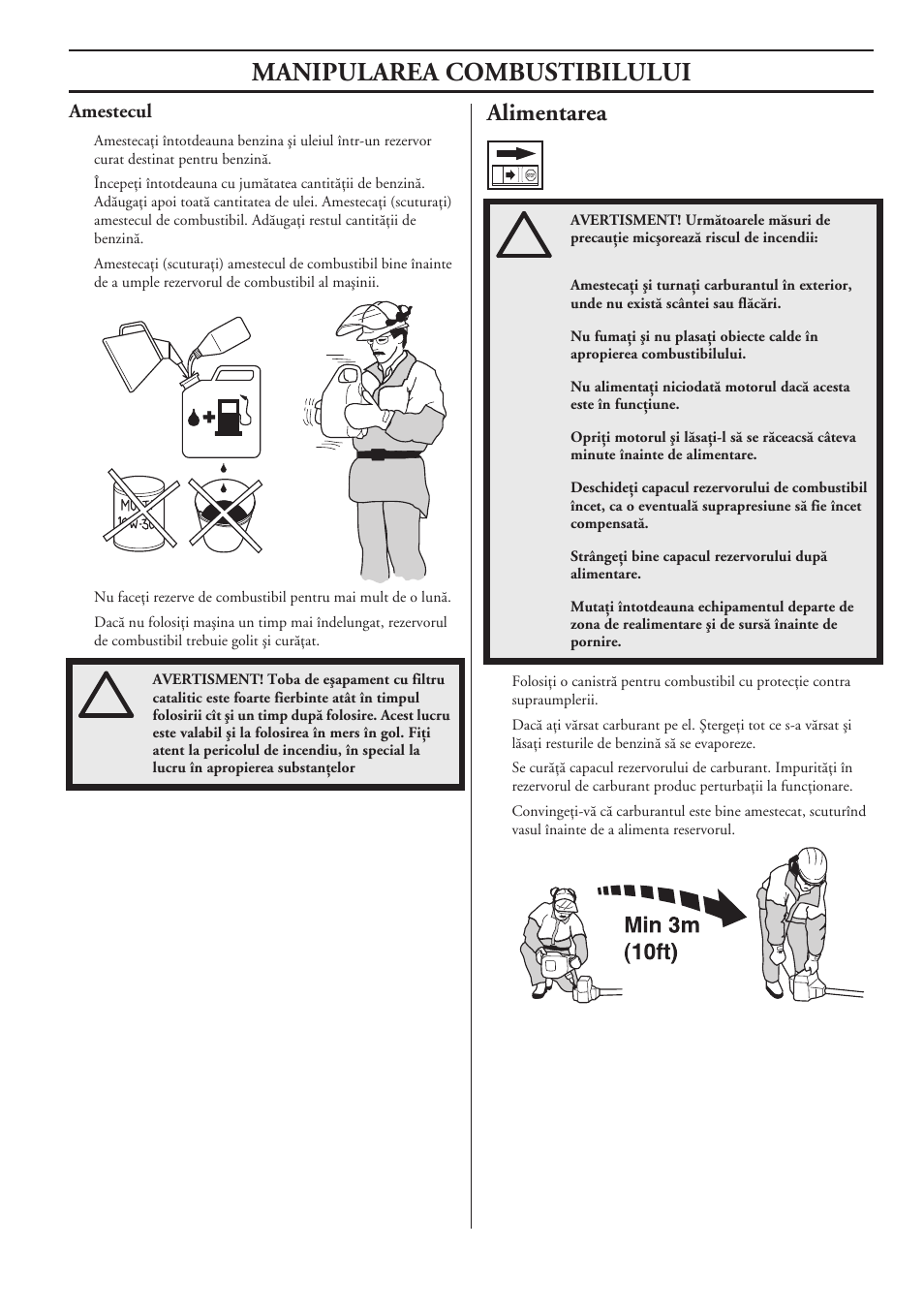 Amestecul, Alimentarea, Manipularea combustibilului | Husqvarna 122LD User Manual | Page 509 / 642