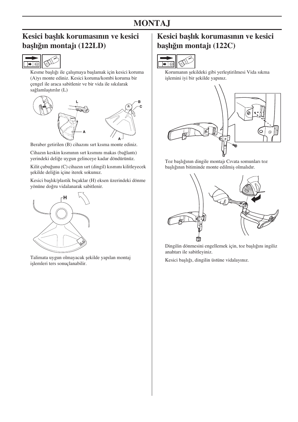 Montaj | Husqvarna 122LD User Manual | Page 529 / 642