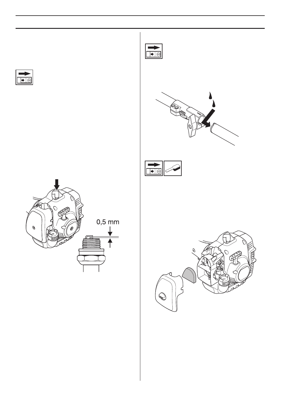 Vedlikehold, Tennplugg, Delbart riggrør | Luftfilter | Husqvarna 122LD User Manual | Page 84 / 642