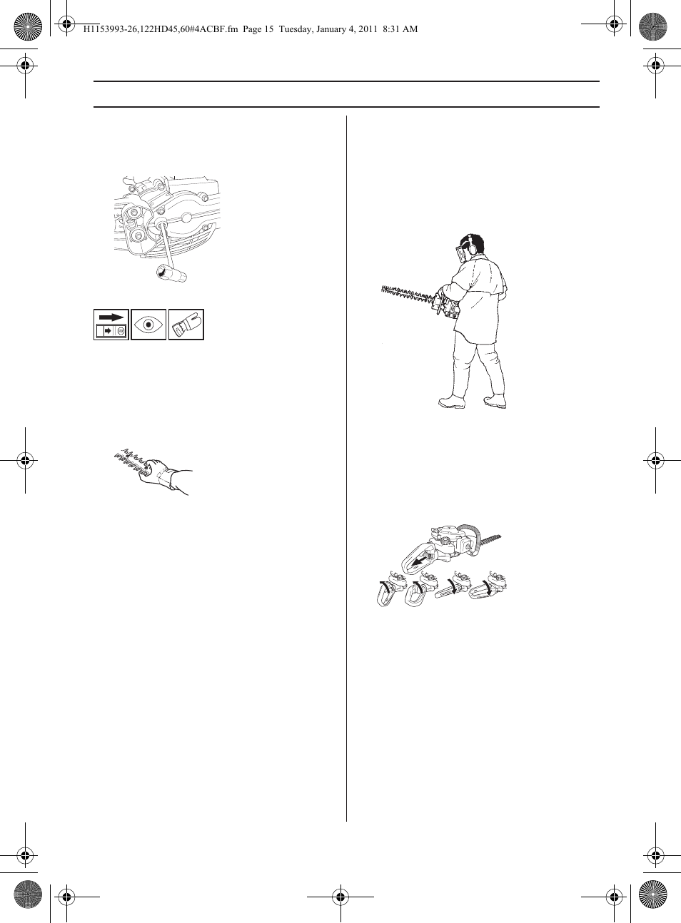 Working techniques | Husqvarna 122HD60 User Manual | Page 15 / 532