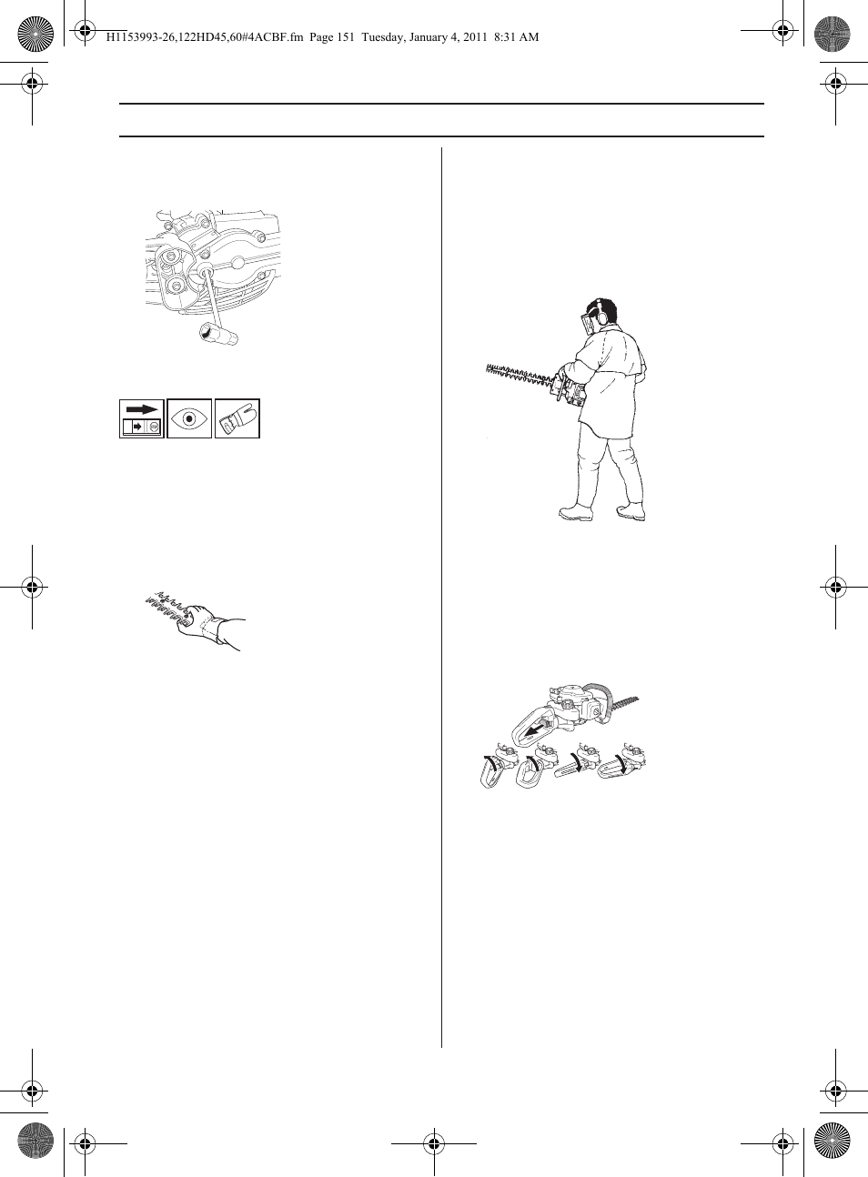Técnica d e trabajo | Husqvarna 122HD60 User Manual | Page 151 / 532