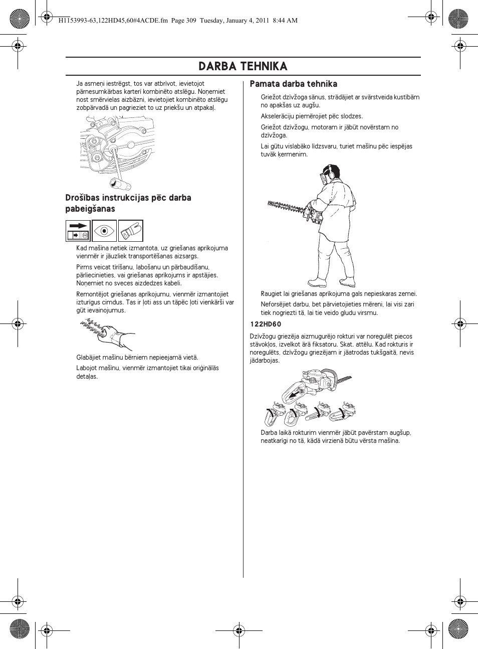 Darba tehnika | Husqvarna 122HD60 User Manual | Page 309 / 532